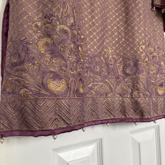 Purple Gold Kameez Mauve with Details Eid Dress Women Kurti - Picture 3 of 7